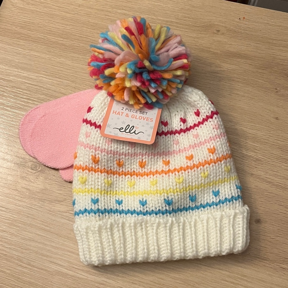 Capelli of New York Multicolor Pom-Pom Hat and Gloves Set